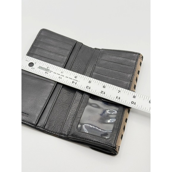 Michael Kors Monogram Wallet Brown Black Canvas Leather Snap Closure - Picture 7 of 9